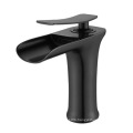 A0031-F2W Sanitary Single Hole Brass Bathroom Vanity Wash Basin Sink Mixer Black Waterfall Faucet